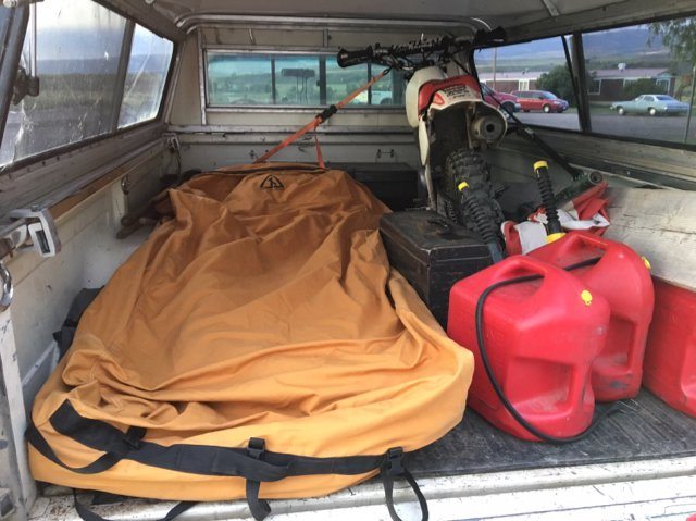 Right in the truck bed