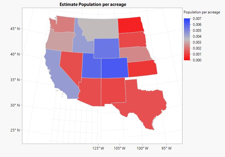 Estimated Mule Deer Populations per acre by state.
